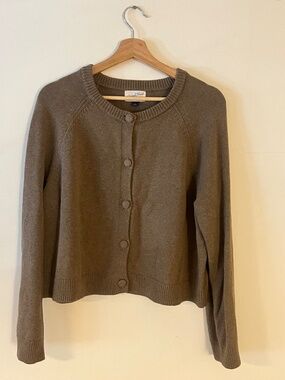 Brown Boxy 100% Cotton Cardigan with Big Buttons
